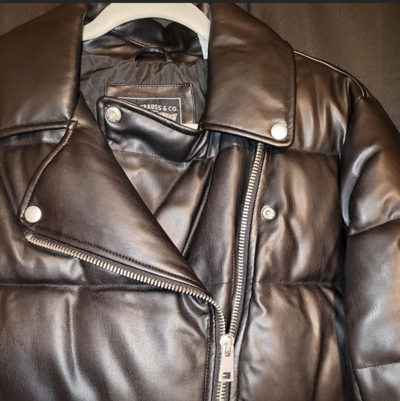 Levi faux leather biker puffer jacket - Picture 2 of 5